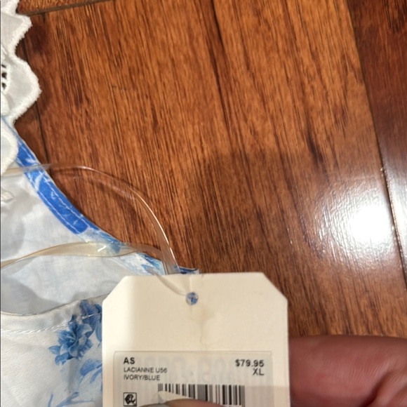 Blue Floral Lace Trim Top - Picture 5 of 5